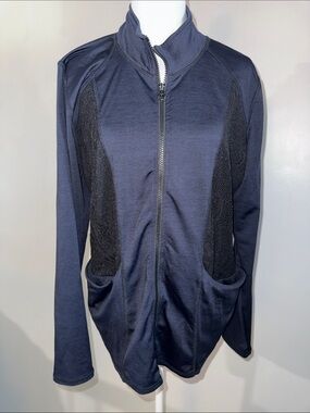 Maurices Women's Black Zip-Front Jacket with Mesh Panels Sz Large